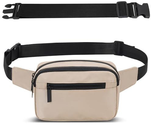 Sac Banana Femme Homme Sacoche Ville avec Ceinture Réglable Imperméable Sac à Taille avec 4 Poches pour Randonnée Cyclisme Balade Ville Festival Vacances Voyage Camping Outdoor Sport (Kaki)