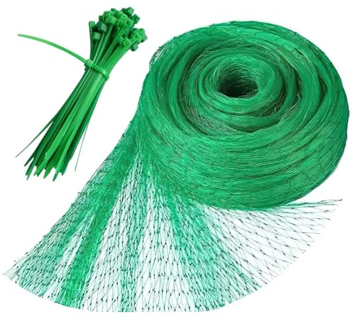 VEGCOO Malla Antipajaros 6 * 10m/4 * 8m, Red Antipájaros de Nylon, Seguridad para Gatos Protección, Malla Protección de Frutas Plantas Verduras Jardín, Viene con 100 Sujetables Plástico (4 * 8m)