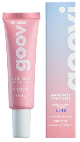 GOOVI Naturally At My Best Tinted Beauty Cream - Crema giorno colorata con SPF 15, BB Cream naturale per tutti i tipi di pelle, idratazione, copertura e cura in uno, 30 ml