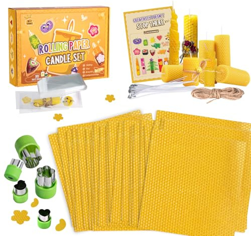 YOOHBERRYS Kit Bougie a Faire Soi Meme, Plaques de Cire d'abeille pour Bougies avec Boîte Cadeau, Kit de Fabrication de Bougies, Cadeaux de Noël pour la Famille, Les Amis et Les Enfants