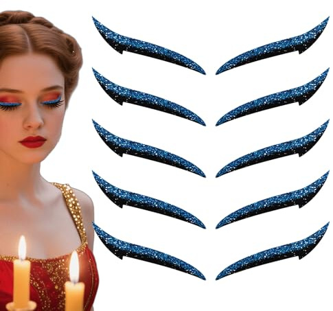 Dewireaey Toppe autoadesive permanenti per il trucco degli occhi, adesivi per ombretti portatili, per viaggi e palcoscenici, 10 strisce per eyeliner impermeabili