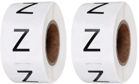 PATIKIL 1 Inch Letter-Z Inventory Labels, 500Pcs Letter Stickers Round Circle Dots Labels Semi-Gloss Adhesive Stickers for Home Organization Office Storage, Black (2 Roll)