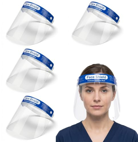 YUVKIN 4 piezas Visera Protectora Facial, Doble Cara Antivaho, Protección Ocular y Contra Salpicaduras, Visera Transparente Ajustable para Hombre y Mujer
