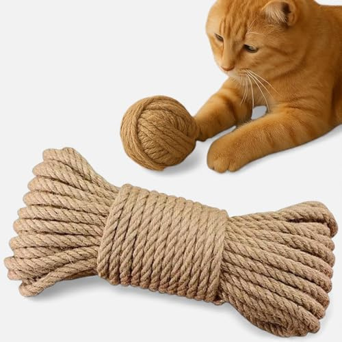 Topolenashop Corda in Juta Naturale Spessa 10mm per Decorazioni e Fai da Te, 10M Corda di Canapa Resistente, Spago di Iuta Naturale per Artigianato, Arredamento, Gatto, Giardinaggio 5302209