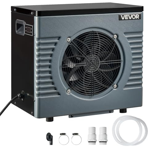 VEVOR Pompa di Calore per Piscina Fuori Terra Riscaldatore Elettrico per Piscina Max. 18 m³ Cop Max. 5,29, Pompa di Calore Temperatura di Riscaldamento tra 15-40 ℃ Potenza Nominale 4920 W