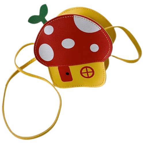VILLCASE Bolso Bandolera para Niñas Forma de Seta Rojo, Monedero Cruzado Correa Ajustable, Bolsa Infantil Pequeña para Viajes y Actividades al Aire Libre
