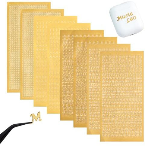 Adesivi a Lettere 8 Fogli - Adesivi per Etichettatura, Artigianato e Decorazione - Oro