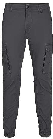 JACK & JONES Hose Cargo Jogger Pants Paul Flake AKM 542 Twill Gummibund, Grau (Asphalt) ,36W / 32L