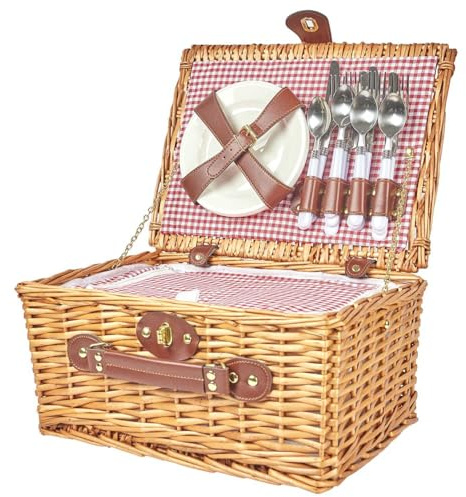 COOK CONCEPT - KA44501 Panier de Pique-Nique 4 Personnes 12L - Lunch Bag et Glacière - Léger et Pratique - Dimensions 19 x 38 x 29 cm - Couleur Marron