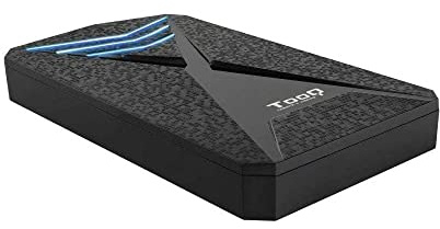 TooQ TQE-2550BL - Carcasa para Discos Duros HDD de 2.5, (SATA I/II/III de hasta 9.5 mm de Alto, USB 3.0), Gaming, Plástico ABS, indicador LED Azul, Color Negro