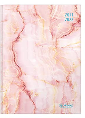 Herlitz 50034826 skolkalender 2021/2022 Basic, A5, motiv: Marmor rosé, 1 styck