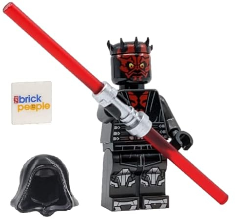 LEGO Star Wars: Darth Maul Minifigure with Metallic Silver Armor, Hood, Cape and Dual Lightsaber
