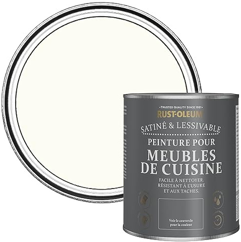 Rust-Oleum White Scrubbable Kitchen Cupboard Paint in Satin Finish - Porcelain 750ml