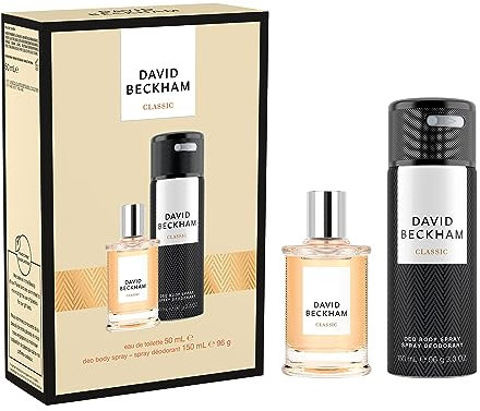 David Beckham Classic Giftset inclusing an Eau de Toilette 50ml and Deodorant Body Spray 150ml, Captivating Fresh-Ambery-Woody Aftershave
