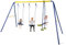 HLC Metal Kids Garden Swing Set with Glider for Toddler Heavy-Duty A-Frame with 2 Seats and 1 Swing Glider for Outdoor Backyard, Ages 3-10, Hold up to 440lbs