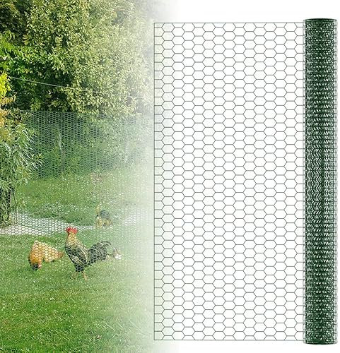 Aufun Valla de malla hexagonal de 20 m x 1 m, cortable, rejilla hexagonal, alambre para conejos, alambre de gallina, malla verde para jardín, balcón y animales pequeños