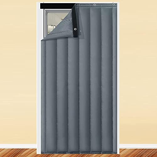 Cortinas opacas con aislamiento térmico, manta insonorizada, cortinas de privacidad para puerta delantera, 90 cm x 220 cm, paneles térmicos de bajo consumo, cortinas texturizadas que reducen el ruido
