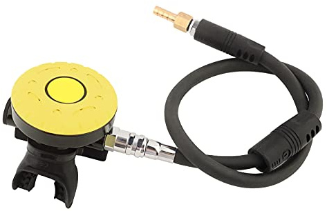 MechKit 2nd Stage Regulator Dykning Andningsventil Sekundära andningsventilhuvuden med mediumtrycksrör Bärbar lättvikts dykutrustning för dykare, fiskare (Gul)