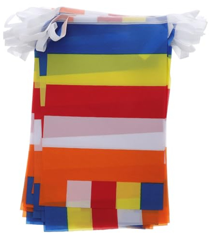 BESPORTBLE Bandiera Buddista a Cinque Colori in Poliestere Resistente, Stendardo di Preghiera Tibetano per Decorazioni Spirituali Interne ed Esterne, per Templi, Altari e Spazi Esterni,