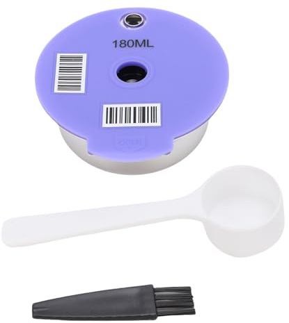 Återanvändbar kaffekapsel i rostfritt stål Silikon Återfyllbar kaffefilterkapselkopp med borste och sked för Happy Vivy Suny Myway-seriens kaffebryggare (180 ml)
