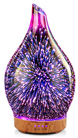 Porseme Humidificador difusor de Aroma de 150 ml, humidificador 3D soplado a Mano, ultrasónico, silencioso, 7 LED Que cambian de Color, humidificador de habitación sin BPA para el hogar (Oro Rosa)