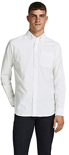 JACK & JONES JprblubrookCamiseta Oxford (Talla L/S) Camisa, Blanco, L para Hombre