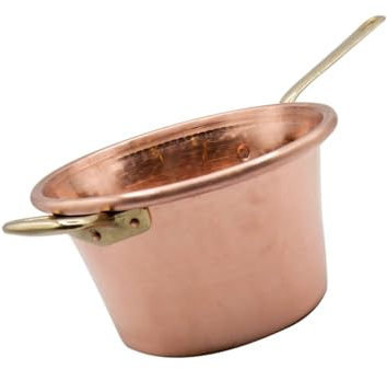 CREARTISTIC Paiolo per Polenta in Rame, 23 cm, 2,5L - Manico Ottone, 2/3 Persone, anche per Marmellata, Formaggi, Pentola Martellata a Mano - Made in Italy