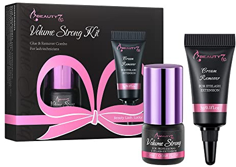 Pegamento para Extensión de Pestañas Pelo a Pelo Volume Strong Lash Adhesivo Negro 1-2s Secado Rápido 2ml con Crema Removedor 3g para Profesional Salón Individual Semi Permanent Lash Extension Beauty7