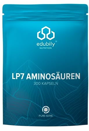 edubily nutrition® LP7 EAA Kapseln - Komplex aus 7 essentiellen Aminosäuren - L-Leucin, L-Phenylalanin, L-Lysin HCl, L-Isoleucin, L-Histidin HCl, L-Valin, L-Tryptophan (300 Kapseln)