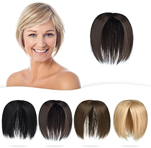 PARXITN Topper per Capelli da Donna con 3 clip in Capelli Toupet Liscio Sintetico per Capelli Marrone Frassino