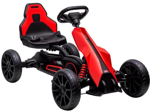HOMCOM Pedal Go Kart Kids Ride On Race Car Adjustable Seat Handbrake, Red | Shock Absorption EVA Tyres, Metal Frame, for Boys and Girls Ages 3-8 Years