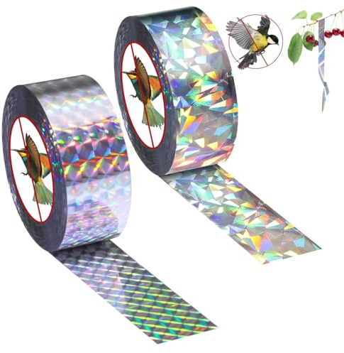 shallyong Vogelabwehr Band, 2 Stück Reflektorband Vogelabwehr, |extra lang 80M x 2.4cm| Taubenabwehr, Vogelband zur Abschreckung, für Protect Häuser, Gärten und Höfe