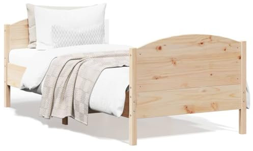vidaXL Massivholzbett, Holzbett Bett mit Kopfteil, Bettgestell mit Lattenrost, Einzelbett Bettrahmen Schlafzimmerbett, 100x200cm Massivholz Kiefer