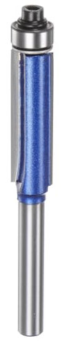 sourcing map Flush Trim Router Bit 6mm Shank 3/8 Dia 1.2 Cutting Depth Top Bearing Flush Straight Cut Trimming Router Bits Carbide for Particle Board Plywood MDF Woodwork, Silver Blue