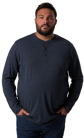 Men Plus Herren große Größen Übergrößen Menswear L-8XL Henley, Basic, Langarm, Rundhals dunkel Marine 5XL 836383730-5XL