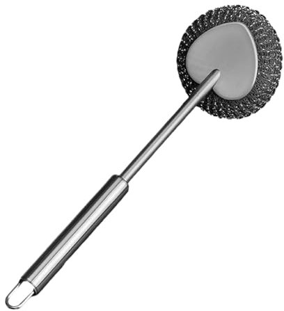 Rostfritt stål skurare med handtag, lång stål rengöringsborste skrubbare – robust återanvändbar rostfritt stål diskborste för pannor plattor diskbänk möbler