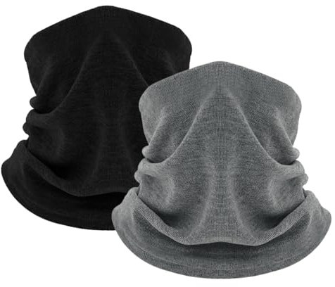 KEYRI 2 Stück Winter Loop Schal Herren Damen Weichem Vlies Halswärmer Schal Neckwarmer Halstuch für Winter Multifunktionstuch Schlauchschal Verdickte Winterkreisschal Warmer (2, Schwarz Grau)