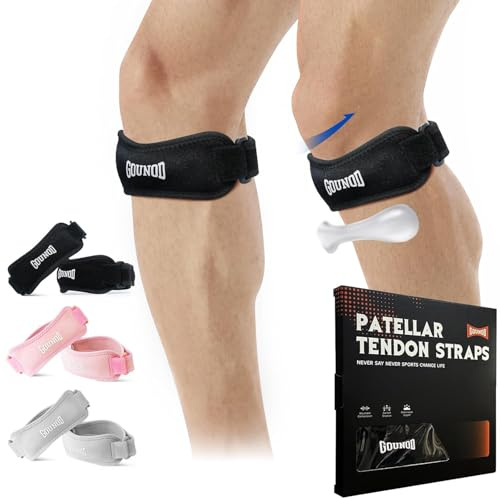 GOUNOD Patella Tendon Knee Strap 2 Pack, Knee Support for Women and Men, Adjustable Brace for Jumper's Knee, Tendonitis and Meniscus Tear Pain Relief, Running, Basketball, Hiking