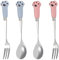 4Pcs Dog Food Fork, Cat Food Spoon, Dog Food Spoon, Cat Food Fork, Pet Food Cutlery, Stainless Steel for Feeding Wet Food Scoops for Food Pet Food Scoop(Blue+Pink)