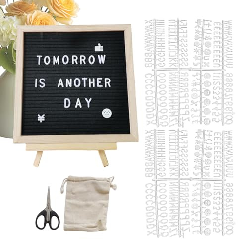 Changeable Letter Board, Rustic Message Board, Felt Letter Sign Board, Wooden Letter Board with Stand, Bulletin Board with Letters for School, Classroom, Hospital, Cafe, Wedding