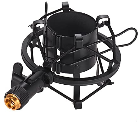 Joyance Metal Universal Condenser Microphone Shock Mount Holder Bracket, Anti-Vibration Design for Online Broadcasting and Music Recording, Compatible with Most Microphones