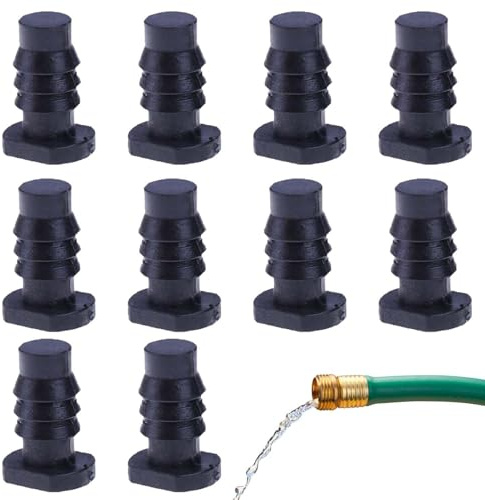 Tapón de riego por goteo, juego de 10 tapas de extremo de 8 mm, kit de tapón de manguera de jardín | Tapones de montaje de agua para sistemas de patio al aire libre, extremos de tubo de aspersor de