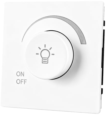 Interrupteur Tactile, variateur Simple, 80 mm x 80 mm, variateur LED 500 W, encastrable, Universel pour Ampoules LED et incandescentes à intensité Variable, Plastique Blanc