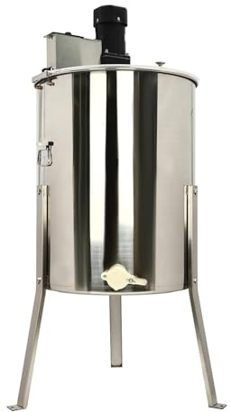 ROMYIX Electric Honey Extractor, 8 Frames Honey Spinner Extractor, Stainless Steel Beekeeping Extraction 140w 220V Honeycomb Drum Spinner with Lid,Beekeeping Extractor Equipment,silver