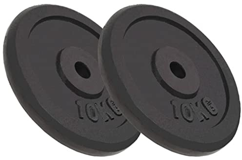Teenpull Hantelskivor, gjutjärn x 2, set med håldiameter för skivstång, hantel, styrketräning och muskeluppbyggnad i hemmagym, svart, pulverlackerad