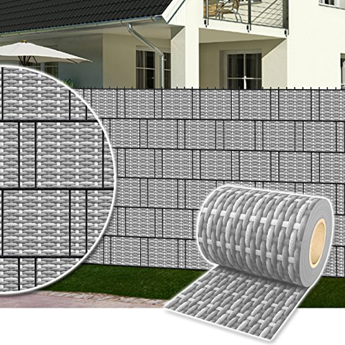 Plantiflex Sichtschutz Rolle 35m Blickdicht PVC Zaunfolie Windschutz für Doppelstabmatten Zaun (Rattan-Rustikal)