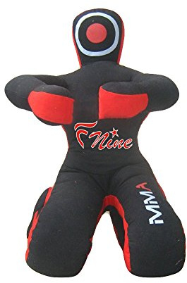 MMA Dummy Judo Punching UNFILLED Bag - Sitting Position Hands On Front Grappling Dummy (Black Canvas, 70)