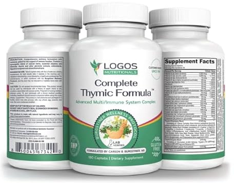 logos nutritionals Complete Thymic Formula™, Comprehensive Multivitamin & Multimineral with Thymus Glandular Extracts (120 Count (Pack of 1)