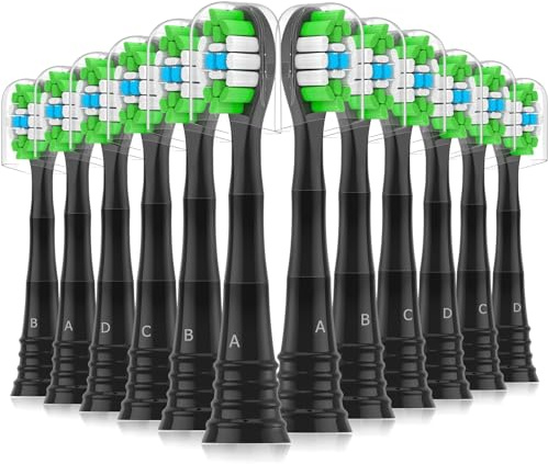 12er Ersatzbürsten Kompatibel mit Philips Sonicare Elektrische Zahnbürste,Bürstenköpfe Zahnbürstenaufsatz für Phillips Sonicare(Schwarz)