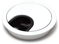 sossai® Kabeldurchführung/Kabeldurchlass/Schreibtischkanal mit Bürste für Schreibtische, Büro & Arbeitsplatten | 1 Stück | KDM1-WH | Design: Weiss | Durchmesser: 60 mm | Material: Metall